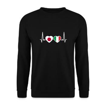 Japan Italien Herzschlag Flagge Japaner - Unisex Pullover - Schwarz - Vorne - Alina (178cm) & Michal (187cm)
