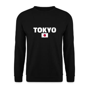 Tokyo Vintage Japan Japanische Flagge Japaner - Unisex Pullover - Schwarz - Vorne - Alina (178cm) & Michal (187cm)