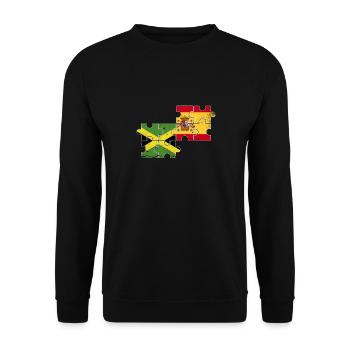 Jamaika Spanien Vintage Flagge Spanisch Jamaikaner - Unisex Pullover - Schwarz - Vorne - Alina (178cm) & Michal (187cm)