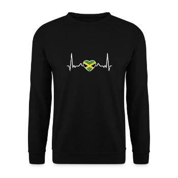Jamaika Vintage Herzschlag Flagge Jamaikaner - Unisex Pullover - Schwarz - Vorne - Alina (178cm) & Michal (187cm)