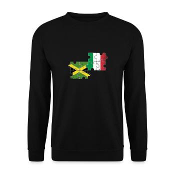 Jamaika Italien Vintage Flagge Jamaikaner - Unisex Pullover - Schwarz - Vorne - Alina (178cm) & Michal (187cm)