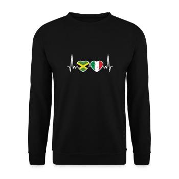 Jamaica Italy Vintage Heartbeat Flag - Unisex Sweatshirt - black - Front - Alina (178cm) & Michal (187cm)