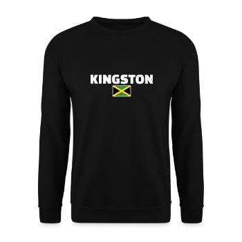 Kingston Vintage Jamaika Jamaikanische Flagge - Unisex Pullover - Schwarz - Vorne - Alina (178cm) & Michal (187cm)