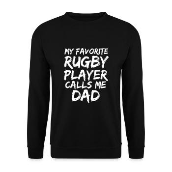 Rugby Dad Gift Fathers My Favorite Rugby Player - Unisex Sweatshirt - black - Front - Alina (178cm) & Michal (187cm)