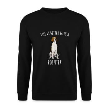 Das Leben ist besser mit einem englischen Vorstehhund - Unisex Pullover - Schwarz - Vorne - Alina (178cm) & Michal (187cm)