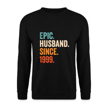 Epischer Ehemann seit 1999 | 24. Hochzeitstag - Unisex Pullover - Schwarz - Vorne - Alina (178cm) & Michal (187cm)