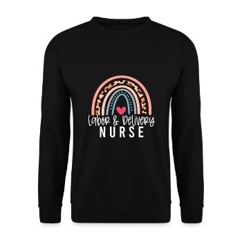 Infirmière du travail et de l’accouchement de Rainbow Leopard - Sweat-shirt Unisexe - noir - Devant - Alina (178cm) & Michal (187cm)