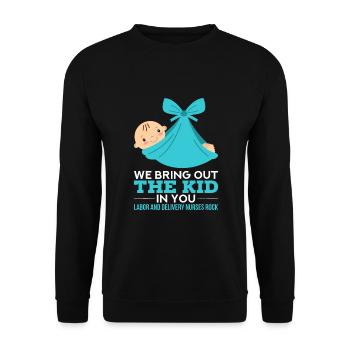 Wehenkrankenschwestern Wir bringen das Kind in dir zum Vorschein - Unisex Pullover - Schwarz - Vorne - Alina (178cm) & Michal (187cm)