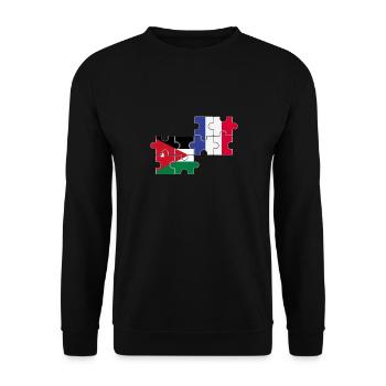 Jordanie France Drapeau Français Jordaniens - Sweat-shirt Unisexe - noir - Devant - Alina (178cm) & Michal (187cm)