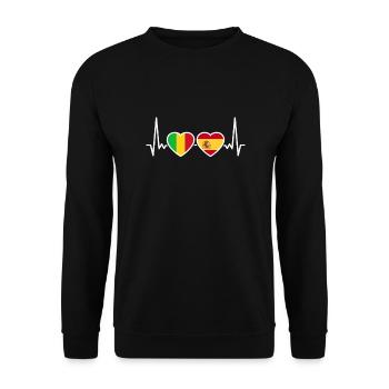 Mali Espagne Heartbeat Flag Espagnol Malien - Sweat-shirt Unisexe - noir - Devant - Alina (178cm) & Michal (187cm)