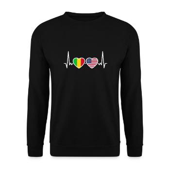 Mali USA Heartbeat Flag Américain Malien - Sweat-shirt Unisexe - noir - Devant - Alina (178cm) & Michal (187cm)