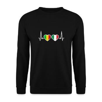Mali Italie Vintage Heartbeat Flag Malien - Sweat-shirt Unisexe - noir - Devant - Alina (178cm) & Michal (187cm)