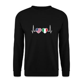 Libéria Italie Heartbeat Flag Libériens - Sweat-shirt Unisexe - noir - Devant - Alina (178cm) & Michal (187cm)