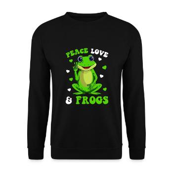Peace Love Frogs Lover Frog Kids Girls Women - Sweat-shirt Unisexe - noir - Devant - Alina (178cm) & Michal (187cm)
