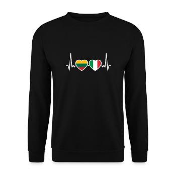 Litauen Italien Herzschlag Flagge Litauer - Unisex Pullover - Schwarz - Vorne - Alina (178cm) & Michal (187cm)