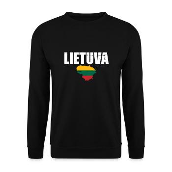 Lietuva Vintage Karte Litauen Litauische Flagge - Unisex Pullover - Schwarz - Vorne - Alina (178cm) & Michal (187cm)