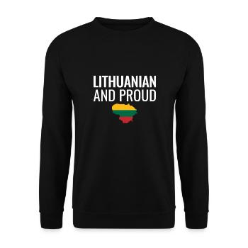 Lithuanian And Proud Karte Litauen Flagge Litauer - Unisex Pullover - Schwarz - Vorne - Alina (178cm) & Michal (187cm)