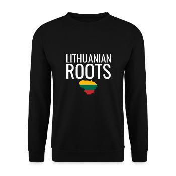 Lithuanian Roots Karte Litauen Litauische Flagge - Unisex Pullover - Schwarz - Vorne - Alina (178cm) & Michal (187cm)
