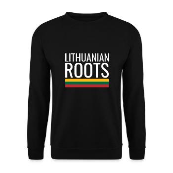 Lithuanian Roots Litauen Litauische Flagge Litauer - Unisex Pullover - Schwarz - Vorne - Alina (178cm) & Michal (187cm)