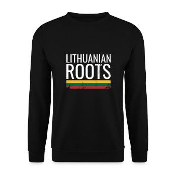 Lithuanian Roots Vintage Litauen Flagge Litauer - Unisex Pullover - Schwarz - Vorne - Alina (178cm) & Michal (187cm)