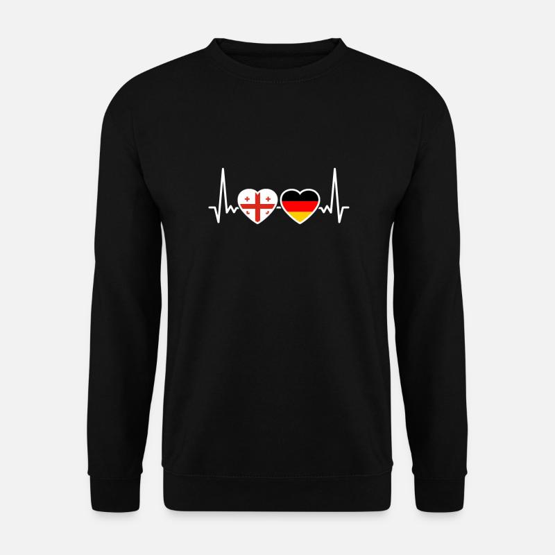 Georgien Deutschland Herzschlag Flagge Georgier - Unisex Pullover - Schwarz