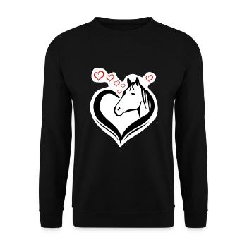 Cute horse's head with heart - For riding holidays Holidays - Unisex Sweatshirt - black - Front - Alina (178cm) & Michal (187cm)