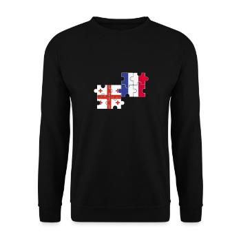 Georgia France Flag French Georgian - Unisex Sweatshirt - black - Front - Alina (178cm) & Michal (187cm)