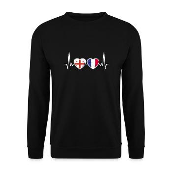 Georgia France Vintage Heartbeat Flag - Unisex Sweatshirt - black - Front - Alina (178cm) & Michal (187cm)
