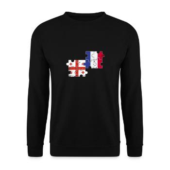 Georgia France Vintage Heartbeat Flag - Unisex Sweatshirt - black - Front - Alina (178cm) & Michal (187cm)