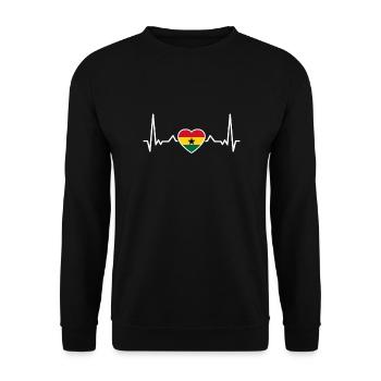 Ghana Herzschlag Ghanaische Flagge Ghanaer - Unisex Pullover - Schwarz - Vorne - Alina (178cm) & Michal (187cm)