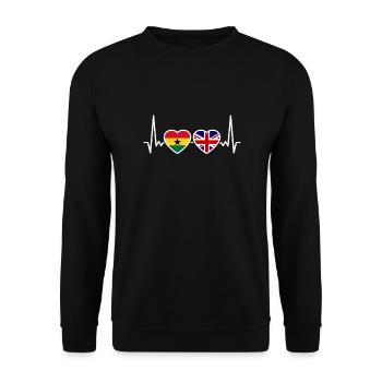 Ghana UK Herzschlag Flagge Britisch Ghanaisch - Unisex Pullover - Schwarz - Vorne - Alina (178cm) & Michal (187cm)