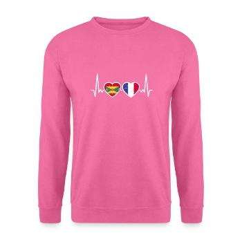 Grenada France Vintage Heartbeat Flag - Unisex Sweatshirt - pink - Front