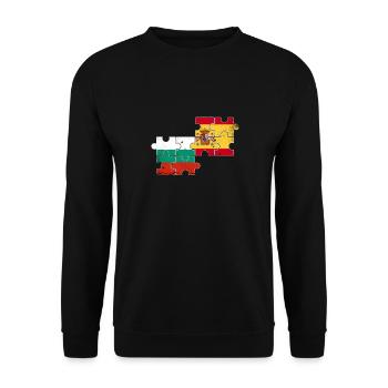 Bulgarien Spanien Vintage Flagge Spanisch Bulgare - Unisex Pullover - Schwarz - Vorne - Alina (178cm) & Michal (187cm)