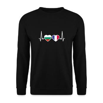 Bulgaria France heartbeat flag Bulgaria - Unisex Sweatshirt - black - Front - Alina (178cm) & Michal (187cm)