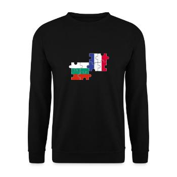 Bulgarien Frankreich Flagge Französisch Bulgare - Unisex Pullover - Schwarz - Vorne - Alina (178cm) & Michal (187cm)