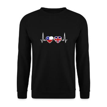 Chile UK Vintage Heartbeat Flag Chilean - Unisex Sweatshirt - black - Front - Alina (178cm) & Michal (187cm)