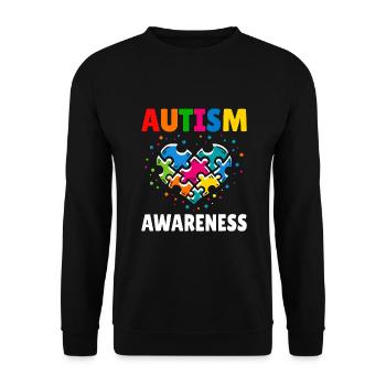 Autism Awareness Heart Puzzle Kindness - Unisex Sweatshirt - black - Front - Alina (178cm) & Michal (187cm)