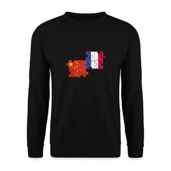 China France Vintage Flag Chinese - Unisex Sweatshirt - black - Front - Alina (178cm) & Michal (187cm)