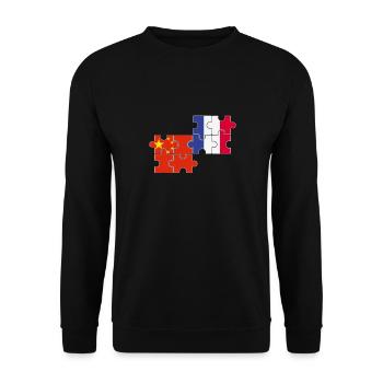 Chine France Drapeau Français Chinois - Sweat-shirt Unisexe - noir - Devant - Alina (178cm) & Michal (187cm)
