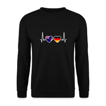 Drapeau Heartbeat Allemagne des îles Caïmans - Sweat-shirt Unisexe - noir - Devant - Alina (178cm) & Michal (187cm)