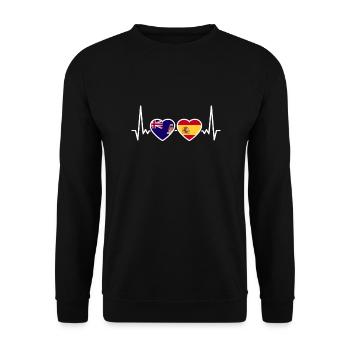 Îles Caïmans Espagne Heartbeat Flag Espagnol - Sweat-shirt Unisexe - noir - Devant - Alina (178cm) & Michal (187cm)