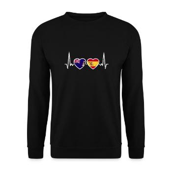 Îles Caïmans Espagne Vintage Heartbeat Flag - Sweat-shirt Unisexe - noir - Devant - Alina (178cm) & Michal (187cm)