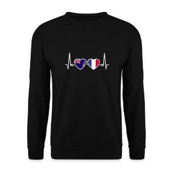 Îles Caïmans France Vintage Flag - Sweat-shirt Unisexe - noir - Devant - Alina (178cm) & Michal (187cm)
