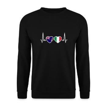 Îles Caïmans Italie Vintage Heartbeat Flag - Sweat-shirt Unisexe - noir - Devant - Alina (178cm) & Michal (187cm)