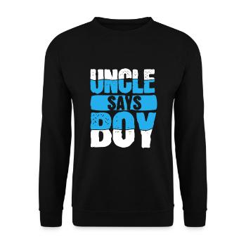 Onkel Gamer Geschenk Onkel Level freigeschaltet Aufgelevelt - Unisex Pullover - Schwarz - Vorne - Alina (178cm) & Michal (187cm)