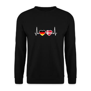 Denmark Germany Heartbeat Flag Dane - Unisex Sweatshirt - black - Front - Alina (178cm) & Michal (187cm)