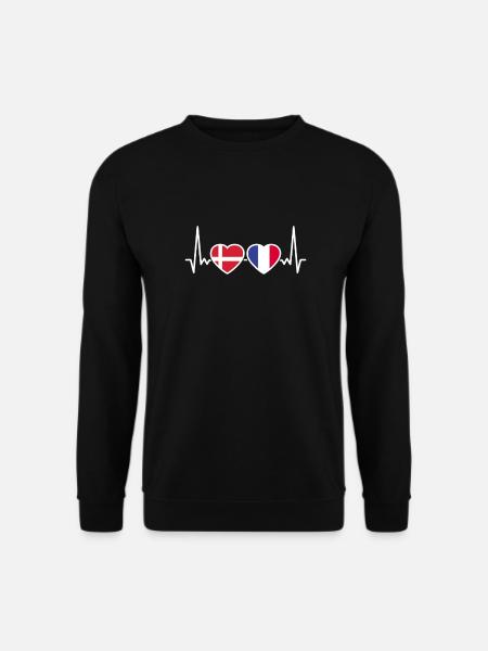 Danemark France Heartbeat Flag Dane - Sweat-shirt Unisexe - noir