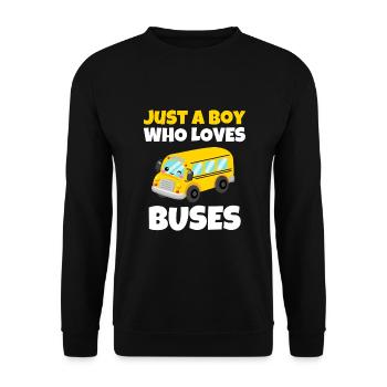 Nur ein Junge, der Busse liebt Geburtstag Gelbe Schule - Unisex Pullover - Schwarz - Vorne - Alina (178cm) & Michal (187cm)