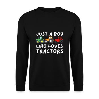 Just A Boy Who Loves Tractors - Farmer & Farming - Unisex Sweatshirt - black - Front - Alina (178cm) & Michal (187cm)