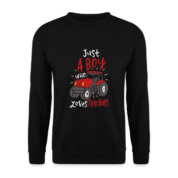 Just A Boy Who Loves Tractors - Unisex Sweatshirt - black - Front - Alina (178cm) & Michal (187cm)